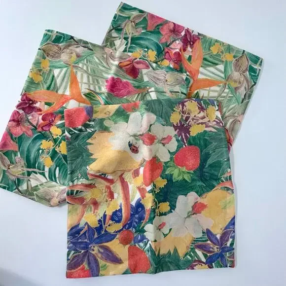 Tropical Pillow Cover Set of 3 Floral Flowers Island Coastal Beach Palms