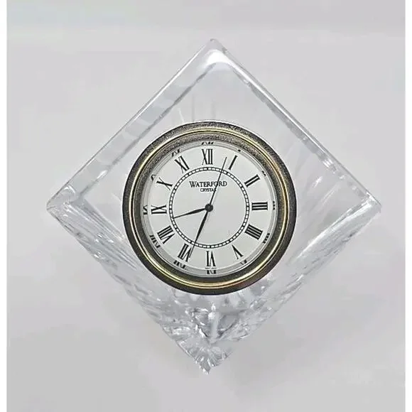 Vintage Waterford Crystal Desk Clock Meridian Cube Works PB205