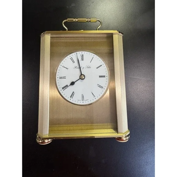 Hermle & Sohn carriage clock Mantel Brass Gold Tone Germany 6x 4