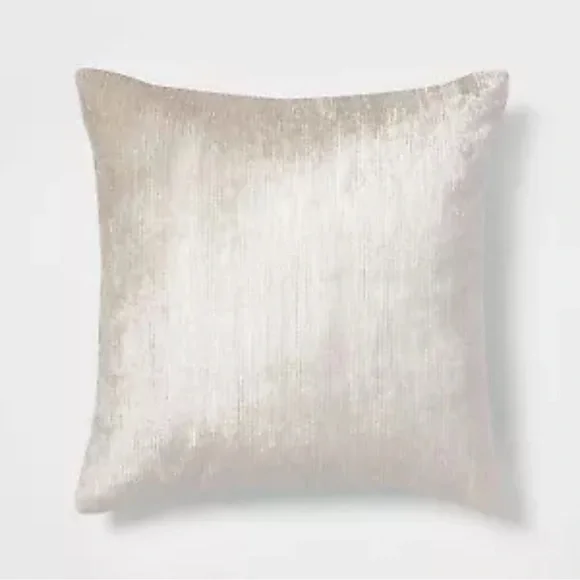 NEW Threshold Neutral Velvet Rib Textured 18” Square Throw Pillow