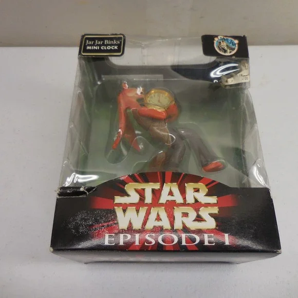 Star Wars Episode I Jar Jar Binks Mini Clock Nelsonic SW1035 Vintage 1999 New