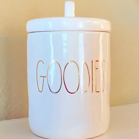 Rae Dunn GOODIES Canister LL Gold Iridescent Farmhouse Kitchen Decor Storage