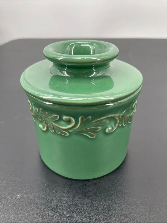 BUTTER BELL Crock by L. TREMAIN French Ceramic Green