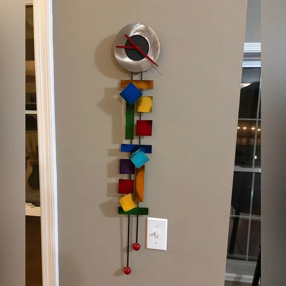 Rick Martin Signed Metal Wall Clock Sculpture Modern Art Geometric Colorful