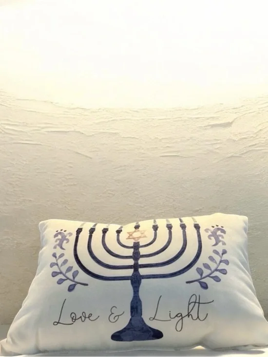 One Bella Casa Love & Light Hanukkah Menorah Candle Decorative Filled‎ Pillow
