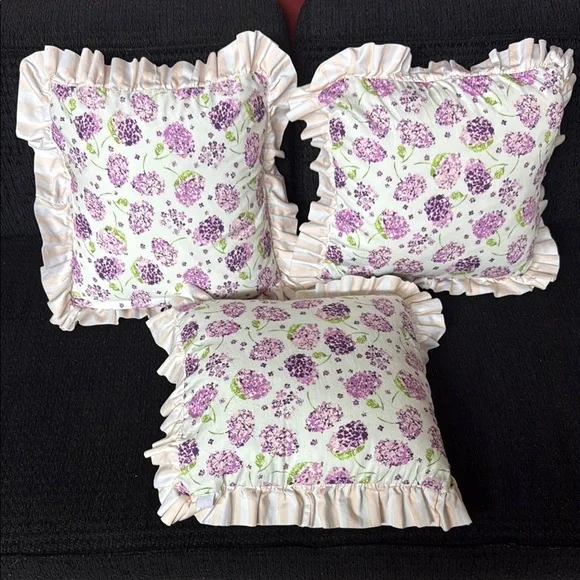 Floral Ruffled Throw Pillows (3)
