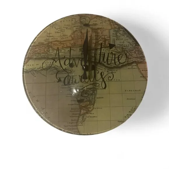 Adventure Awaits Wall Clock New Sealed Fun Travel Home Decor Room Decoration