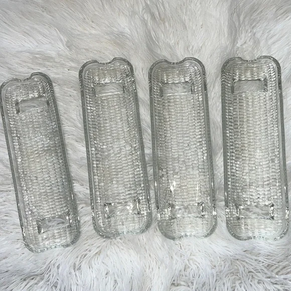 Set of 4 Corn on Cob Holders Clear Glass