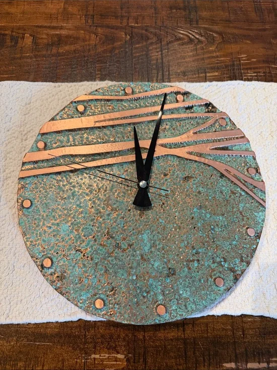 Time Circles Tree Wall Clock Handmade Copper