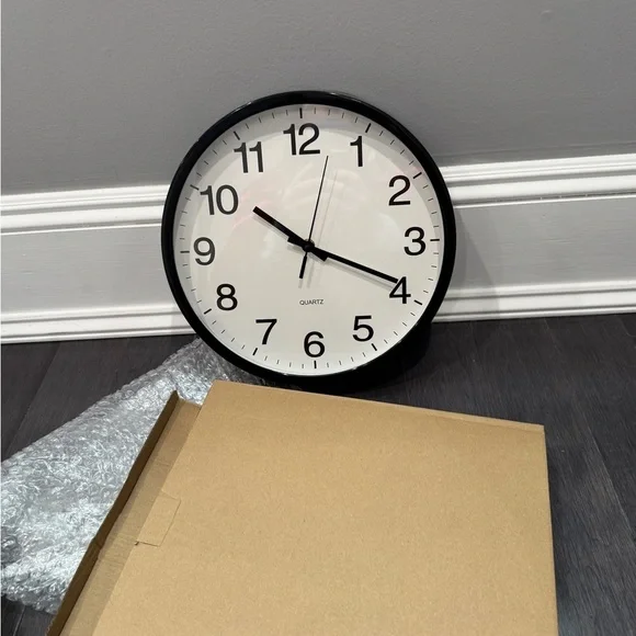 NWT 12in Classic Black Wall Clock- Lightweight