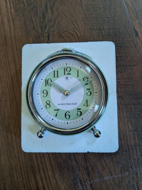 Pottery Barn Kids Mint Green Button Alarm Clock Retro Style