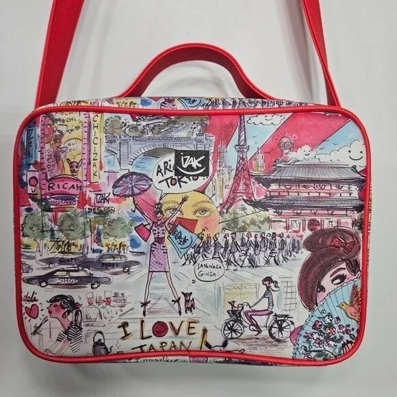 Izak‎ Zenou Arigato Tokyo Insulated Lunch Cooler Bag Red Strap I Love Japan