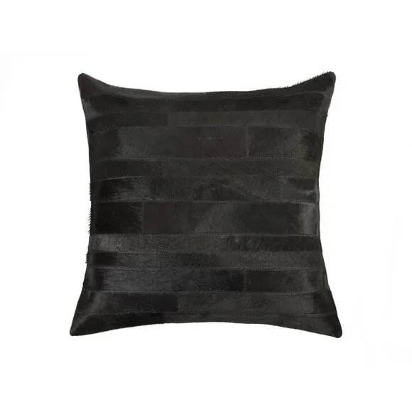 Natural Home Decor Torino Madrid Cowhide Pillow | 1-Piece | Black | 18