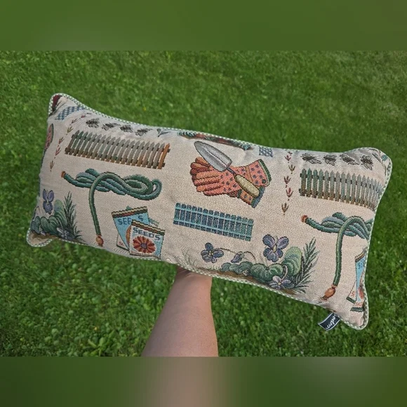 Newport Pillow ~ Rectangular Gardening Plants Seeds Vintage