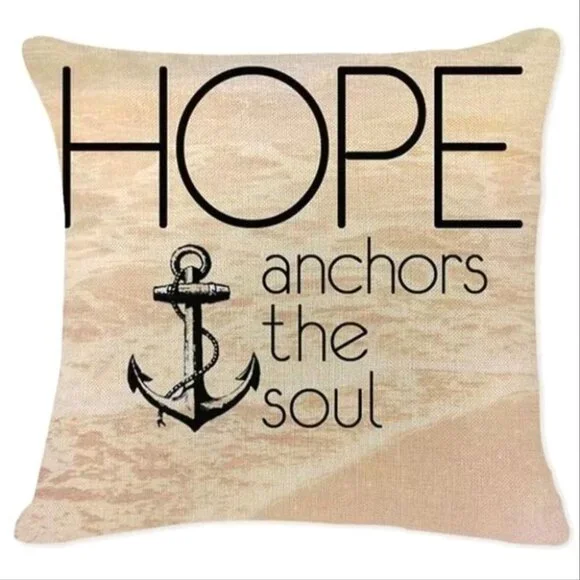2/$40 Christian Hope Anchors Decor Pillow Case Throw Cushion Cover 18inch Square