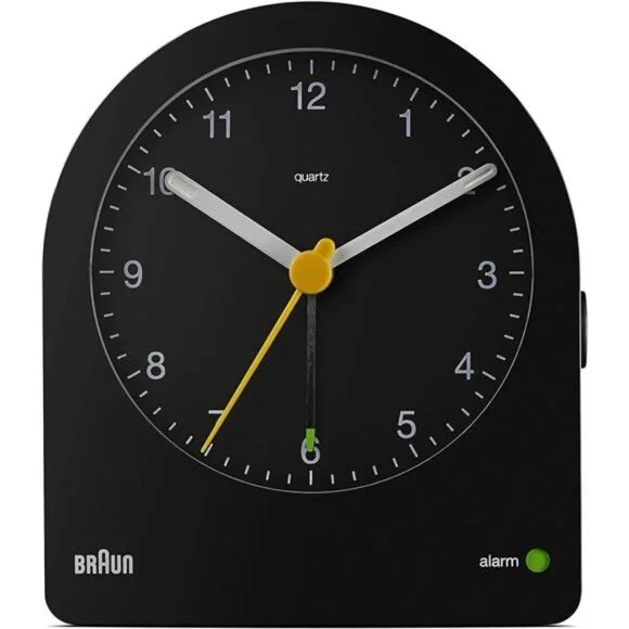 Analogue Alarm Clock Black Snooze Backlight Quiet Quartz Beep Desk Clock