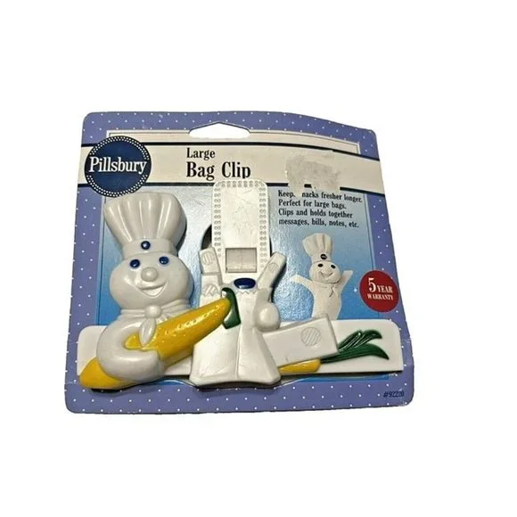 NWT‎ 1992 Vintage Pillsbury Dough Boy with Carrot Plastic Large Chip Bag Clip