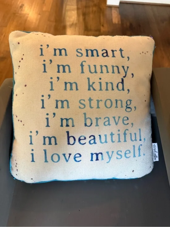 Inspirational Blue Text Accent Pillow - Encouraging Quote