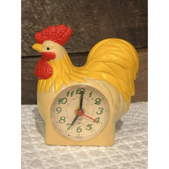 Vintage‎ Rooster Alarm Clock / Quartz Rooster Clock Untested