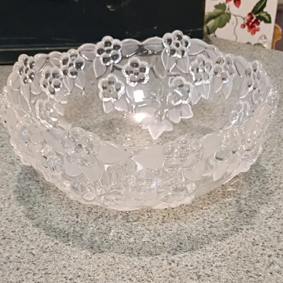 Clear Floral Glass Bowl