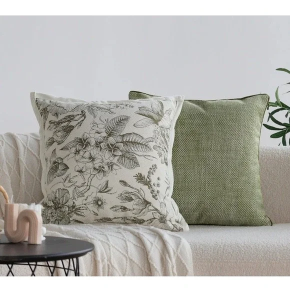 Nolan Interior‎ Magnolia Pearl Floral Botanical Neutral Pillow Cover 18x18 NWT
