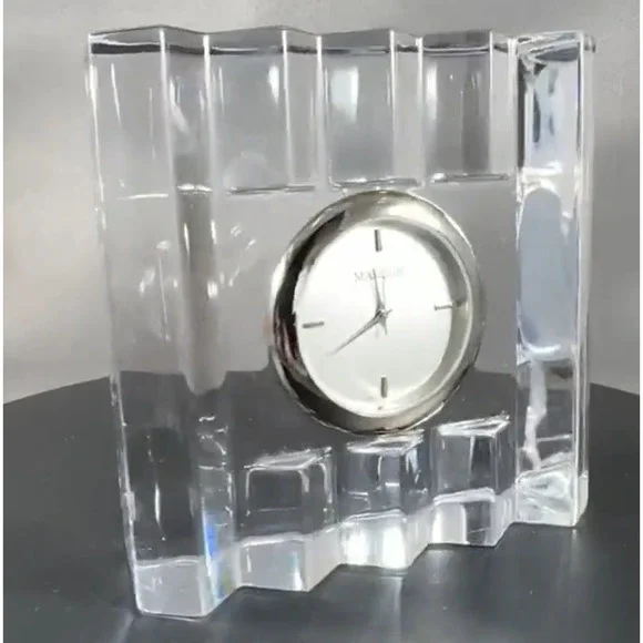 Marquis by Waterford Square‎ Crystal Desk Clock Japan Movement