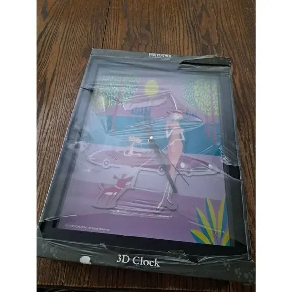 Vintage 2004 Pink Panther 40th Anniversary 3D Clock Shagg NOS Sealed Box Flaws