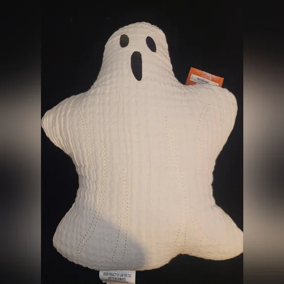 Celebrate Together Ghost-Shaped Cream Linen Medium Pillow With 100% Cotton Cover
