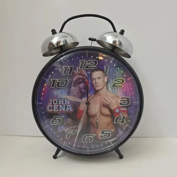 WWE John Cena Alarm Clock Twin Bell Analog Kids Room Wrestling Collectible Large