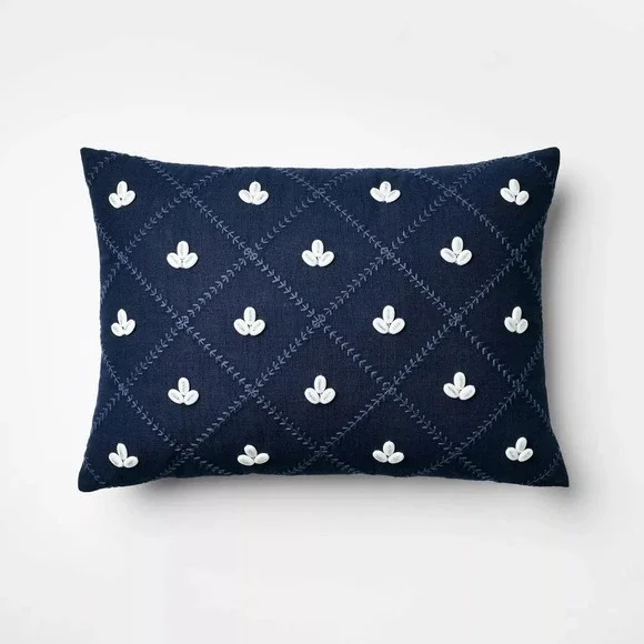 Embellished‎ Shell Navy Lumbar Pillow - Threshold Studio McGee