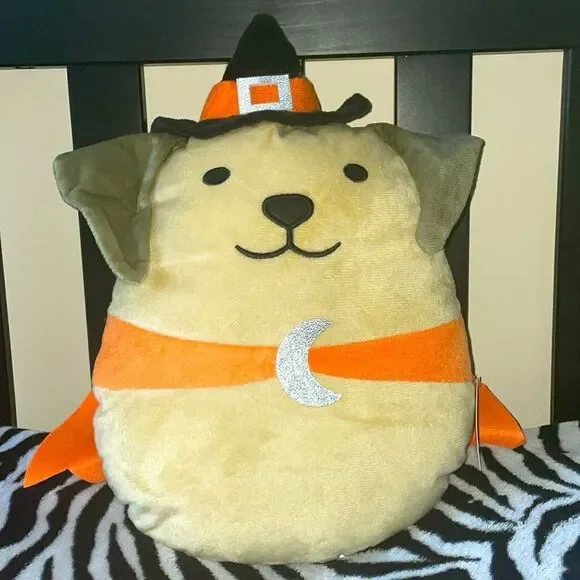 New with tags target bullseye dog plush in witch costume Halloween throw pillow
