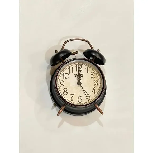 Retro 4.5 inches Battery Operated Twin Bell Loud Alarm Clock (Black with Arabic)