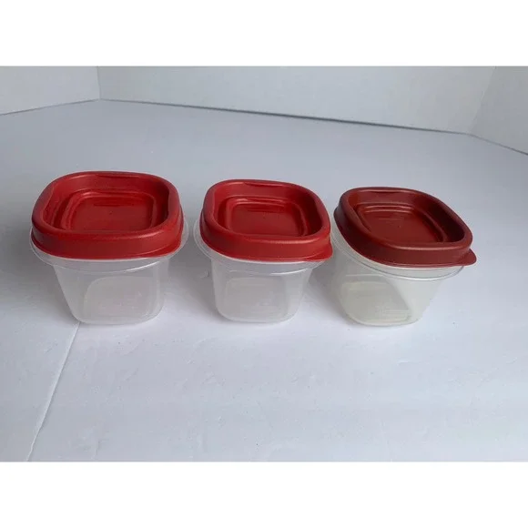 Rubbermaid TakeAlongs 4oz‎ Small Snack Food Storage Containers Red Lids Set of 3