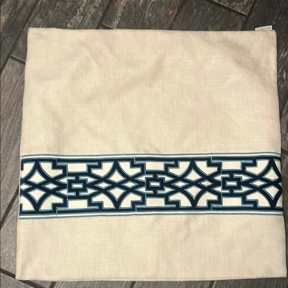 White with blue accent