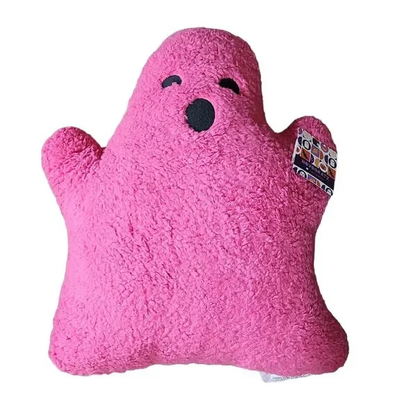 Novogratz Hot Pink Ghost Sherpa Throw Pillow Halloween Bedding Decor 22