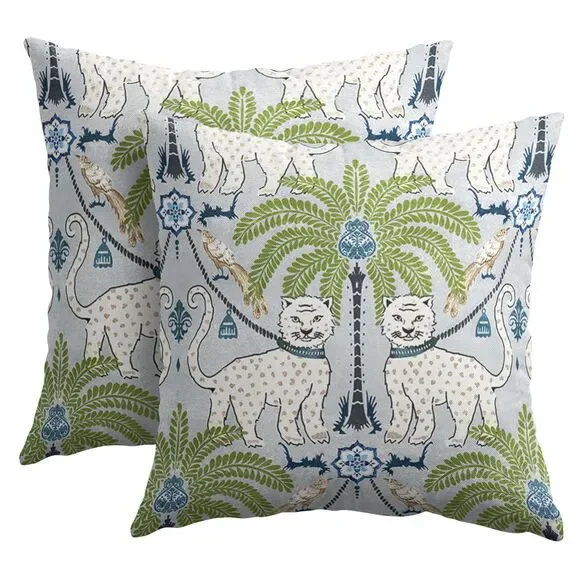 Set of 2, 24X24 Inch, Tropical Leopard Pillow Covers