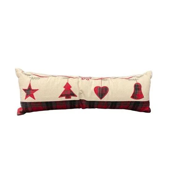 Long Rectangular Holiday Plaid Pillow