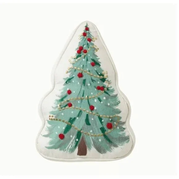 Hallmark Novelty Christmas Holiday Tree Decorative Accent Pillow Green