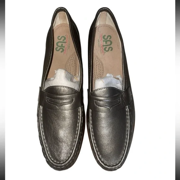 SAS Tripad Comfort Size 11.5 Loafers Slip On Silver Leather