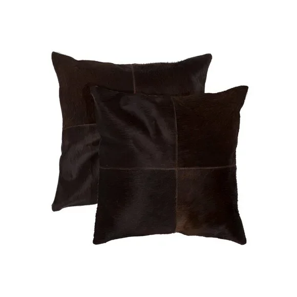 Natural Home Decor Torino Cowhide Pillow | 2-Piece | Chocolate | 18