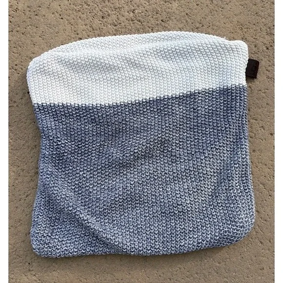 UGG Knit Pillow Cover Throw Cushion‎ Cover White Blue Speckled 100 Cotton