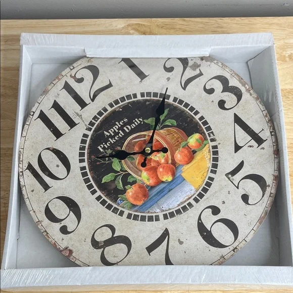 Rustic Wall Clock with Fruit Design