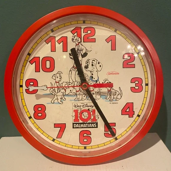 Vintage 101 Dalmatians 8.5” Wall Clock Walt Disney by Sunbeam