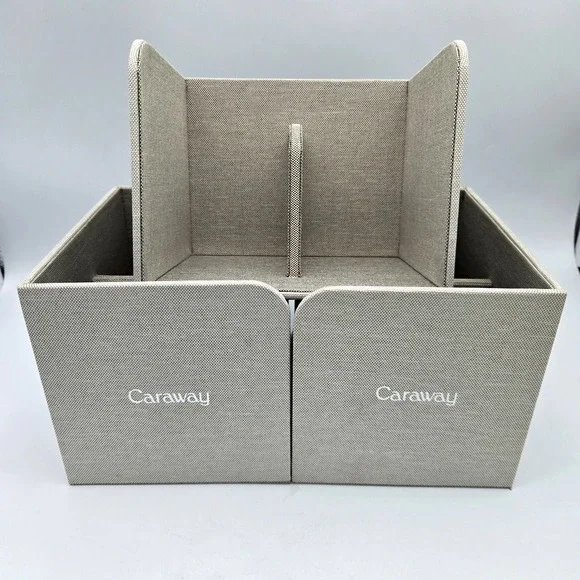 Caraway Food‎ Storage Bin Holder Pantry Organizers Gray Canvas Magnetic Set of 3
