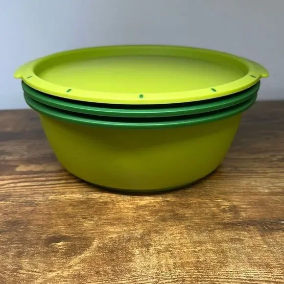 TUPPERWARE Microwave Smart Steamer Green 3 Pc Cooker Round 2-Tier System‎ Used