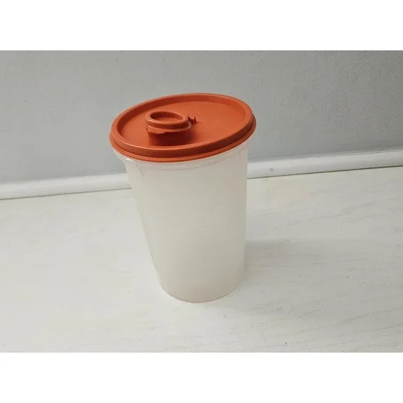Tupperware Quart Size Vintage Clear Container #321 W/‎ Orange Pour Lid #564