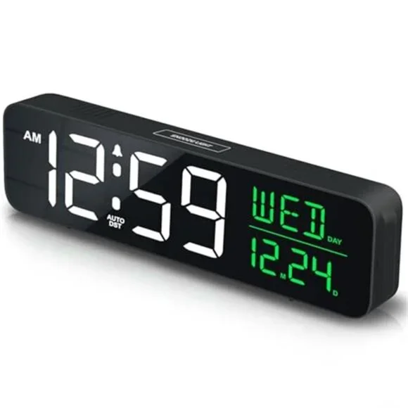 Digital Alarm Clock Large Display Bedroom Desk Table Calendar Dimmable USB