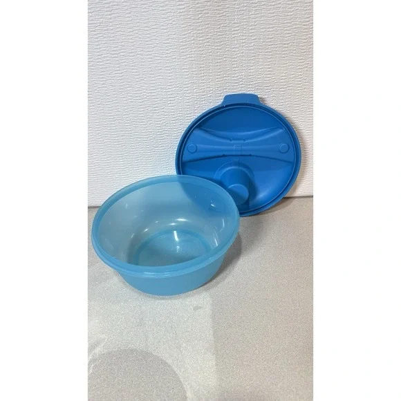 Tupperware Salad On the Go Bowl 2 Piece Set Blue #1700-5 No Utensil/Dressing Cup
