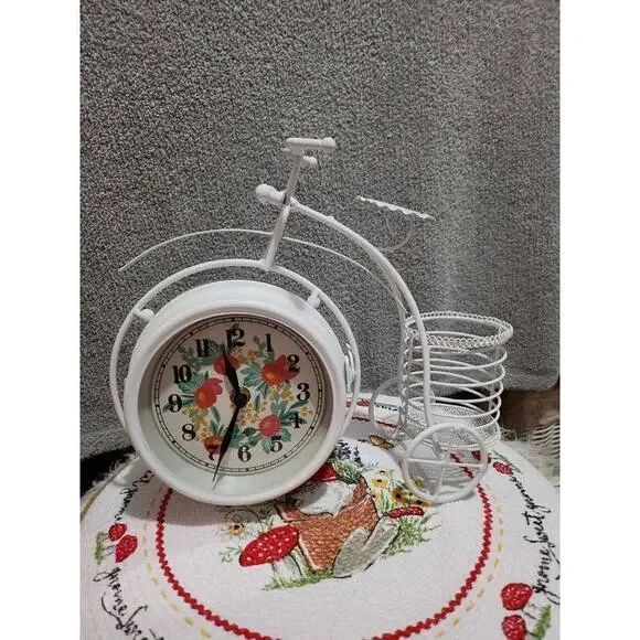 Table Bike‎ Clock Desk Clock Desktop Metal Clock for Office Bedroom Silent
