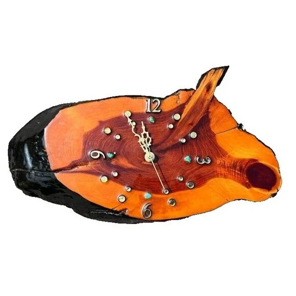 Cedar Lacquered Natural Wood Wall Clock Bird Shaped Analog WORKING 15